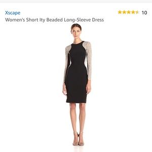 Xscape Women's Short Ity Beaded Long Sleeve Dre
